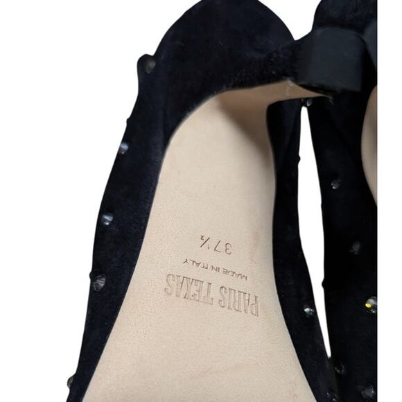 Paris Texas Crystal Embellished Black Suede Ankle Boots 37.5 Glam Stiletto Heels - Picture 8 of 8